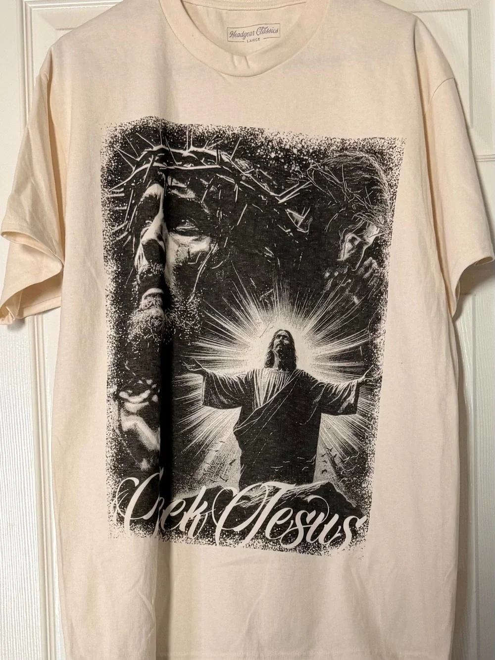 Vintage-Inspired Cream 'Christ Jesus' Graphic Tee